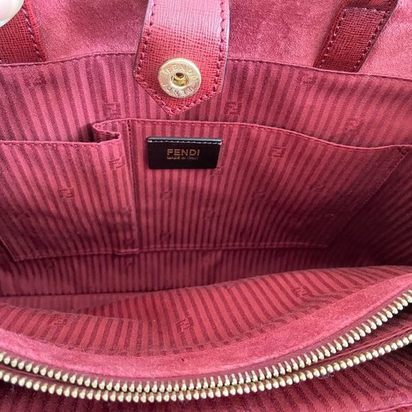 Authentic NWT Fendi 2 Jours Dark Red Leather Two Way Tote Shoulder Bag - Picture 10 of 11